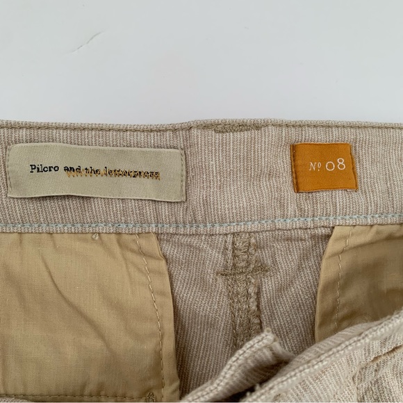 Anthropologie Pilcro & The Letterpress Beige Boho Linen Low Rise Wide Leg Pants - Picture 2 of 3